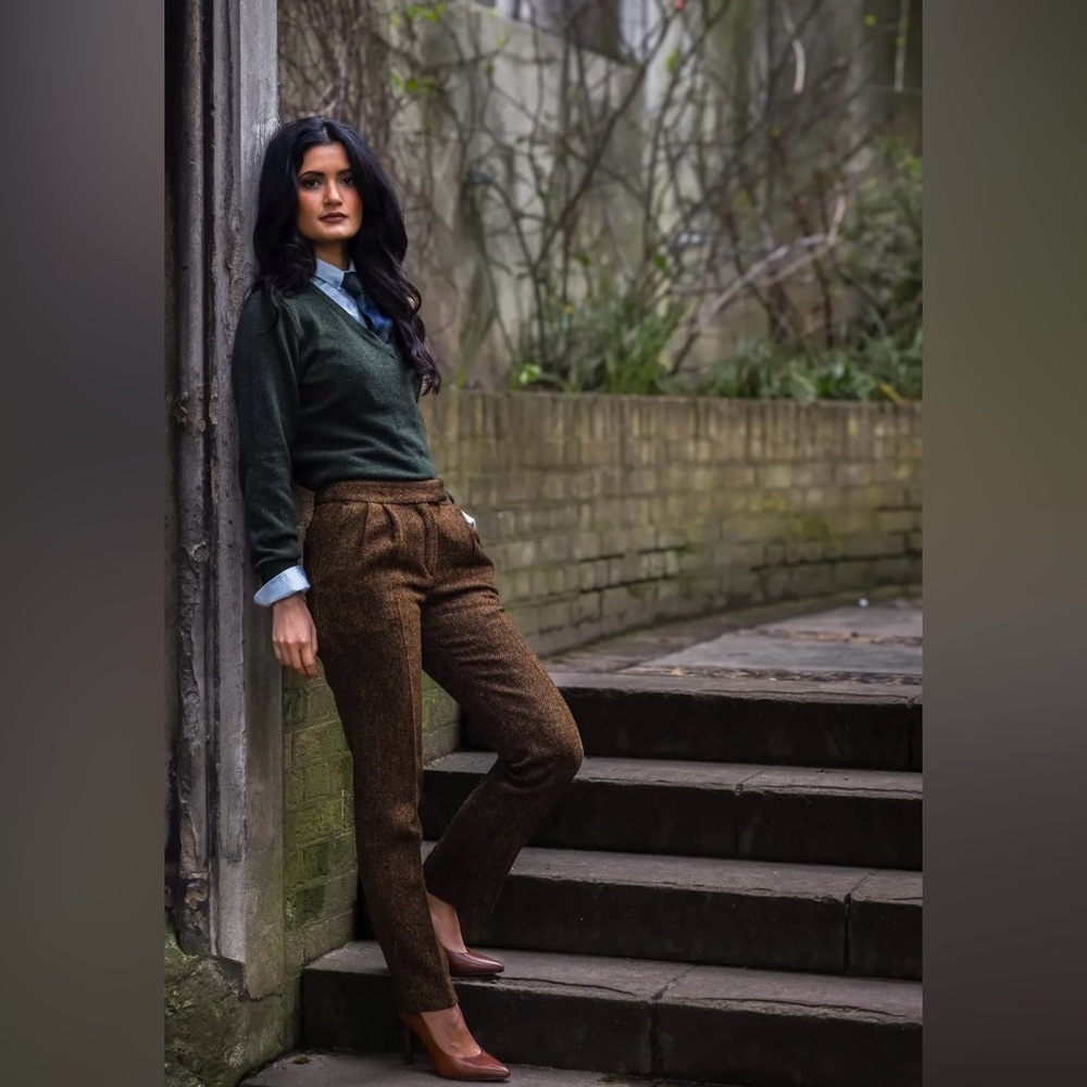 Harris Tweed Brown Herringbone Trouser Pants